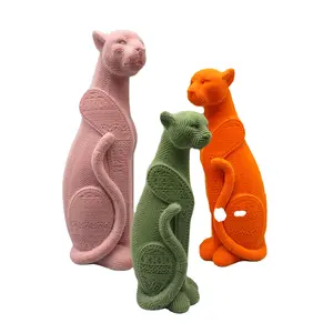 Animal Decoration Resin Flocking Animals Panther Statue For Home Decoration