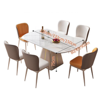 Ensemble table et chaises de salle à manger de luxe pliable en pierre frittée, rond, convertible, moderne, extensible, mobilier de maison 6 places