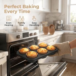 <span class=keywords><strong>Moule</strong></span> à <span class=keywords><strong>muffins</strong></span> 6 cavités avec doublures en <span class=keywords><strong>papier</strong></span>, <span class=keywords><strong>moule</strong></span> à cupcakes profond en acier au carbone antiadhésif, ustensile de cuisson robuste pour la cuisson au four - Product Image 4