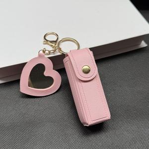 Nouvelle mode Instagram PU cuir rouge à lèvres porte-clés <span class=keywords><strong>sac</strong></span> de rangement Portable haut visage Mini <span class=keywords><strong>sac</strong></span> avec miroir de maquillage pour femme - Product Image 4