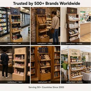 Espositore in <span class=keywords><strong>Legno</strong></span> Naturale Personalizzato <span class=keywords><strong>per</strong></span> Artigianato, Negozi, Aree Espositive, Eventi all'Aperto, Logo OEM - Product Image 6