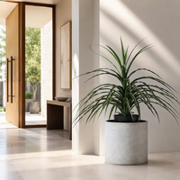 Grand pot en ciment 40x40x40cm rond léger pour décoration de sol intérieur/extérieur