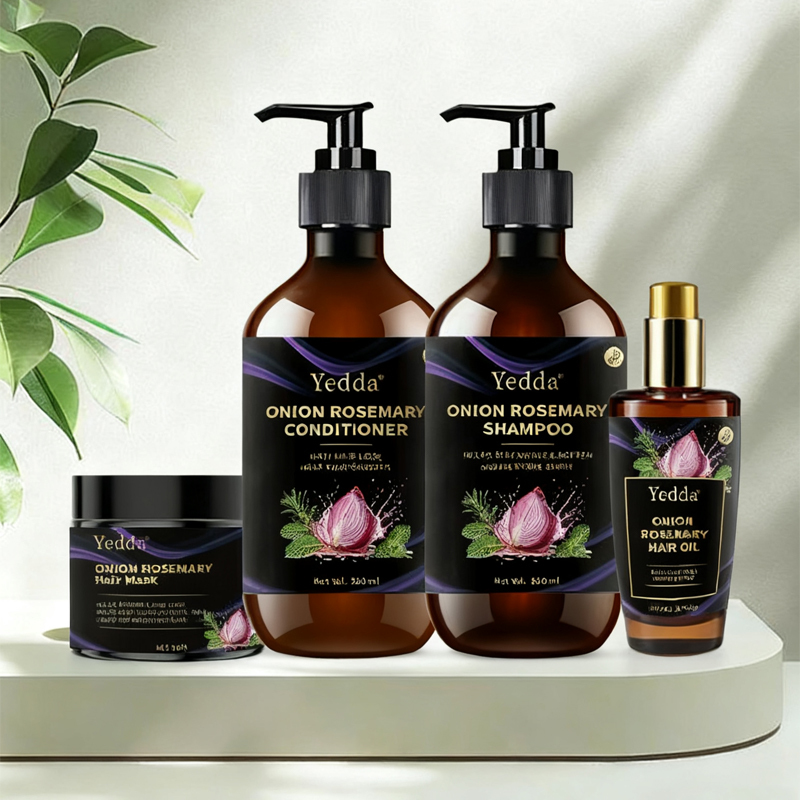 Private Label Organic Hair Care Set Onion Growth Moisturizing Biotin Repair Shampoo Conditioner Anti-Hair Loss Cream Product