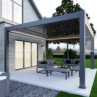 Pergola bioclimatique moderne en aluminium avec toit à lames motorisées, système d'ombrage réglable pour l'extérieur, le jardin et la cour
