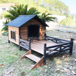 บ้านสุนัขไม้กลางแจ้งแบบเป็นมิตรกับสิ่งแวดล้อม SDD010 บ้านสุนัขขนาดใหญ่พร้อมหลังคาสำหรับสวนหลังบ้าน - Product Image 2
