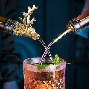 Hươu đầu chai rượu vang <span class=keywords><strong>pourer</strong></span> và Stopper quà tặng sinh nhật thép không gỉ động vật rượu bắn rượu vang Aerator chai rượu vang <span class=keywords><strong>pourer</strong></span> - Product Image 3