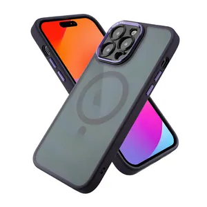 वायरलेस iPhone 14 13 प्रो के लिए मेटल कैमरा कवर मैग्नेटिक सक्शन के साथ iPhone के लिए क्लियर फ्रॉस्ट एंटी येलोइंग पीसी टीपीयू फोन केस