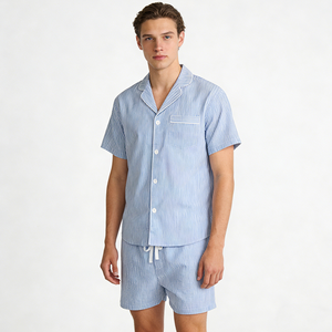 Beefey Wholesale Man Sleepwear <strong>Short</strong> Sleeve Piping <strong>Pyjamas</strong> Soft Bamboo Cotton <strong>Men</strong> Pajamas Loungewear Sets <strong>Men's</strong> Clothes - Product Image 1