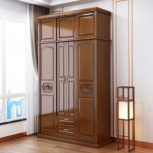 Dazhang Jiaju Chinese Style Solid Wood <b>Wardrobe</b> Four Door Hinged <b>Large</b> Capacity Bedroom Storage Cabinet - Product Image 2