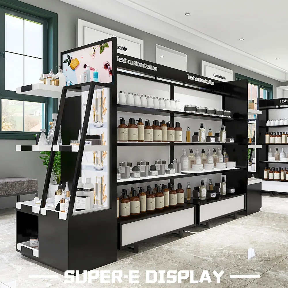 Personalizado Boutique vitrine Perfume Showcase Para Design Interior Display Cabinet Beleza Supply Shop Loja Cosméticos