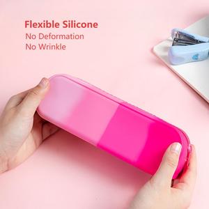 Biểu Tượng Tùy Chỉnh Thân Thiện Với Môi Bền Xách Tay Silicone Dây Kéo Đóng Cửa Chống Nước Đa-Chức Năng Đơn Giản Thiết Kế Bút Pouch Túi - Product Image 3
