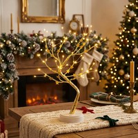 Gold Star Tree Plastik-Tischlampe IP44 Wasserdicht Warmweiß Batteriebetrieben Dekorative Innenbeleuchtung für Weihnachten Hochzeit Zuhause