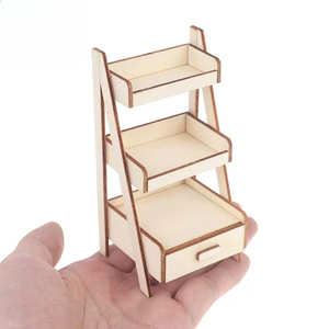 Support à fleurs en bois miniature <span class=keywords><strong>pour</strong></span> maison de poupée 1:12, <span class=keywords><strong>Meuble</strong></span> miniature <span class=keywords><strong>pour</strong></span> maison de poupée, Modèle d'étagère en bois <span class=keywords><strong>pour</strong></span> scène Ob11, Étagère DIY - Product Image 1