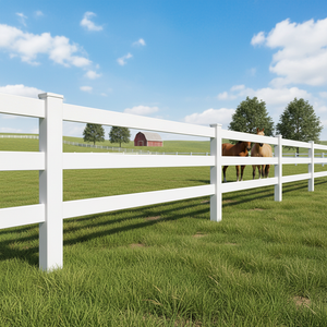 Granja Grande, Venta Caliente: Corral para Caballos de Carreras de PVC Blanco Termotratado con Valla de Tres Barras, Tamaño Personalizado, con Modelado 3D - Product Image 1