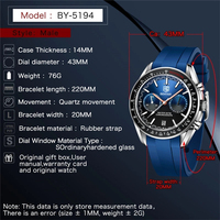 2023 Neue BENYAR Moon Uhr für Herren Luxus Quarz Chronograph Herren uhren Sport Wasserdichte automatische Leucht uhr