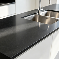 Dalles de granit noir d'Inde naturel poli UNION Premium, découpées sur mesure, durables, garantie 1 an pour cuisine et salle de bain.