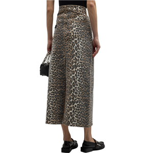 Tùy Chỉnh Củ<span class=keywords><strong>a</strong></span> Phụ Nữ Quần Áo Thời Trang Leopard In Denim Maxi Váy Phụ Nữ Cao Tăng Một Dòng Cộng Với Kích Thước Dài Váy Váy Váy - Product Image 4