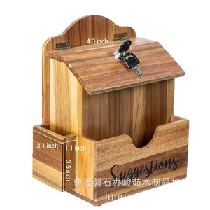 Wooden Suggestion Box Lockable <b>Rectangle</b> Storage Box For Office Cafe Use - Product Image 5