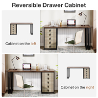 Tribesigns Bureau d'ordinateur modulaire moderne, bureau en bois plaqué avec tiroirs réversibles, tables d'étude de bureau