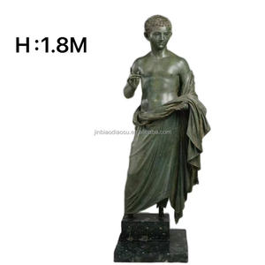 Statua Classica Greca Maschile in Bronzo Verdigris Fatta a Mano a Grandezza Naturale per Esposizioni in Gallerie e Mostre d'Arte Pubblica - Product Image 1