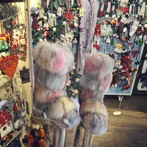 Nouvelles bottes de neige pour femmes en fourrure de renard colorée, hauteur genou, chaudes pour l'automne et l'hiver, talon invisible 13 cm, couleur aléatoire - Product Image 2