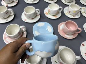 Tasses à expresso personnalisées OEM/ODM d'usine, tasses à café en céramique de 3 oz avec soucoupe pour les cafés familiaux et le thé de l'après-midi - Product Image 3