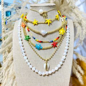 Verano playa estrella de mar Concha pequeña ballena cangrejo colgante collar con circón Crysta collar joyería para mujer - Product Image 6