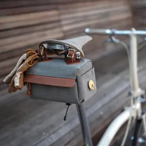 Benutzer definierte Premium Waxed Canvas Fahrrad tasche Fahrrad Gepäckträger Tasche Wasserdicht Unter Sitz Fahrrad Pack Sattel taschen für MTB