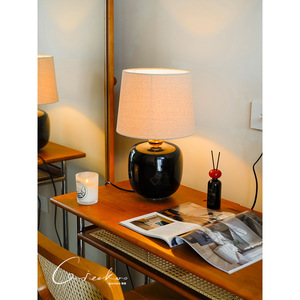 Italian Midnight Black Ceramic Table Lamp E27 LED Switch Control For Living Room Bedroom Bedside Decorative <b>Night</b> <b>Light</b> - Product Image 2