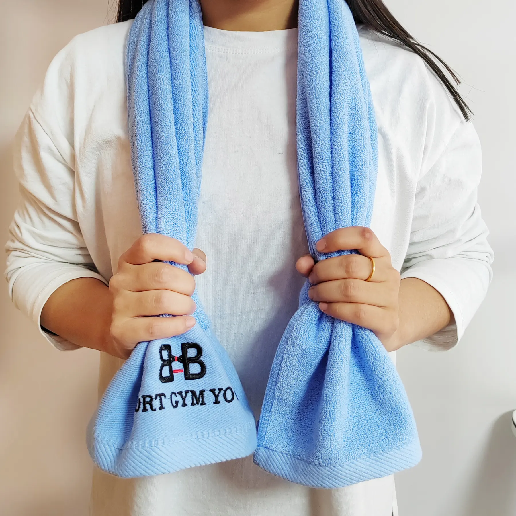 Veelkleurige Kleur Handdoek Groothandel Katoenen Handdoek 30*110Cm Sneldrogende Absorberende Aangepaste Logo Gym Met Gif