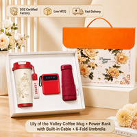 Coffret Cadeau Haute Capacité : Power Bank 10000mAh avec Affichage de Batterie, Cordon, Câble Multi-USB Type C Android, Mug de Voyage 500ml, Énergie
