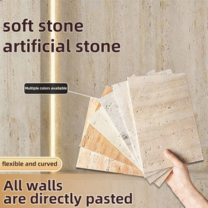 Panneau mural en pierre flexible, panneau mural en pierre, feuille de placage souple, décoration murale extérieure et intérieure, peinture de ligne murale, <span class=keywords><strong>travertin</strong></span> - Product Image 3