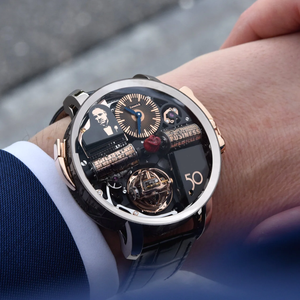 Orologio Scheletrato da Uomo Cassa in Acciaio Inossidabile 49MM Quadrante Rosso Rosa Movimento Meccanico Cinturino in Vera Pelle - Product Image 4