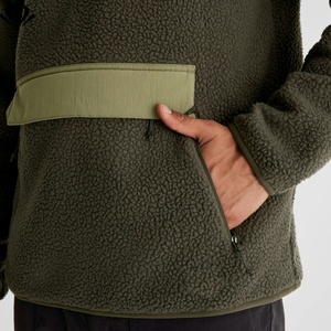 高品质男士1/<span class=keywords><strong>2</strong></span>纽扣重型连帽套头衫袋鼠口袋摇粒绒夹克 - Product Image 4