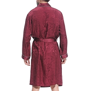 Vente en gros de <span class=keywords><strong>pyjamas</strong></span> bon marché fabricant Kimono en satin de soie à col châle pour hommes Robes de soirée de marié de luxe Robe de chambre pour hommes - Product Image 2