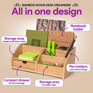 שילוב רב תפקודי במבוק שולחן כתיבה מארגן עם מגירה עבור ציוד משרדי הבית - Product Image 3