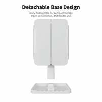 Miroir de Maquillage LED Pliant de Voyage 3 Voies avec Éclairage, Grossissement 2X 3X, Blanc, pour Table, Cosmétique, Trifold