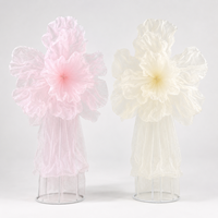 Set Bunga Buatan Raksasa Organza Pink Ivory Buatan Tangan untuk Pernikahan, Hari Ibu, Acara Natal, Hotel, Pajangan Mal