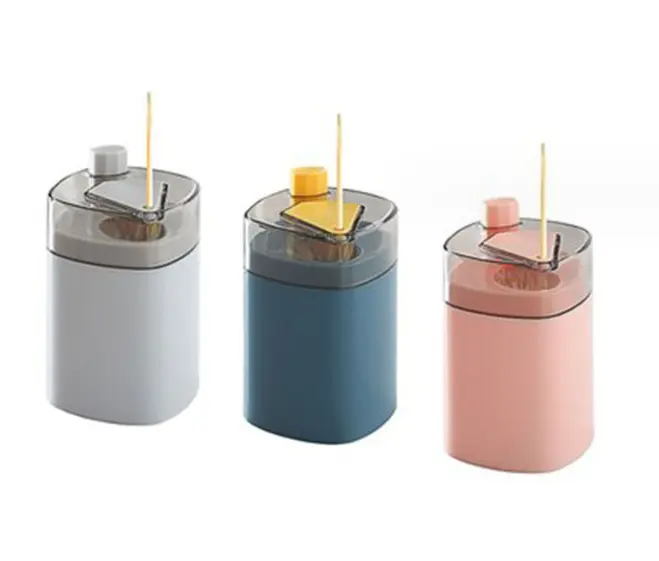 Plastic Storage Holder Box Automatic Dispenser for toothpick Hand Press Plastic Pop-up Automatic Toothpick Dispenser