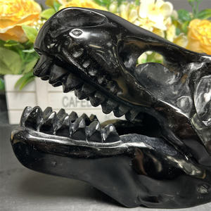 <span class=keywords><strong>Teschi</strong></span> di dinosauro ossidiana di nuovo Design con testa di ossidiana di cristallo naturale artigianato nero <span class=keywords><strong>teschi</strong></span> di dinosauro per la decorazione - Product Image 2