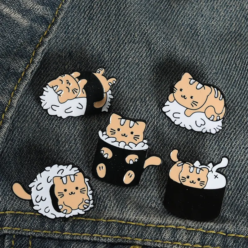 Grosir bros kerah lucu hewan peliharaan Desain Mode lencana hewan berbentuk kucing lucu pin kerah enamel lembut untuk pin Pak belakang