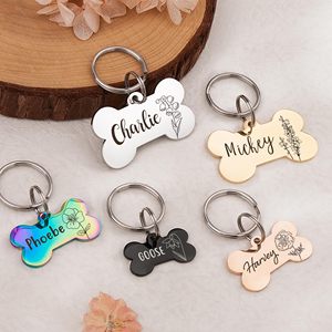 Vente en gros de médailles d'identification pour chien en acier inoxydable, personnalisables avec LOGO, motif animal marin, pailletées, multicolores, gravées, en forme d'os, accessoires pour animaux de compagnie, gravure laser DIY - Product Image 2