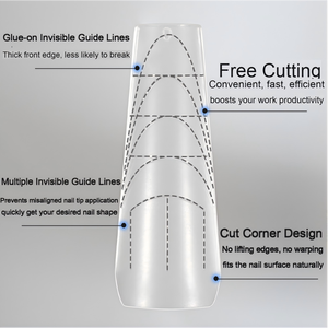 <span class=keywords><strong>Faux</strong></span> <span class=keywords><strong>ongles</strong></span> en <span class=keywords><strong>gel</strong></span> souple ultra fins sans trace avec ligne auxiliaire graduée, pas besoin de lime, couverture complète, semi-couverture, longs, mats - Product Image 2
