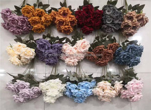 QSLH-CF240 fleurs artificielles en soie 9 têtes bouquet de roses bouquet de fleurs bouquet de fleurs en soie rosiers Arrangement floral mariage - Product Image 2