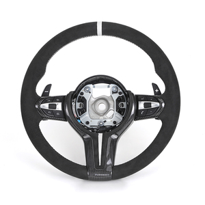 Volant en Alcantara complet avec garniture en carbone et bande <span class=keywords><strong>blanche</strong></span> pour <span class=keywords><strong>BMW</strong></span> F10 F20 F30 F31 F36 M3 F80 M4 F82 M2 F87 M5 X5 E70 Z4 E89 E90 - Product Image 1