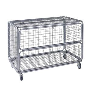 핸들 바퀴 롤링 와이어 메쉬 유틸리티 카트 화물 및 저장 장비가있는 상업용 접이식 보관 트롤리 - Product Image 1