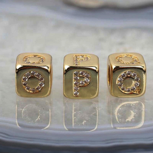 Zakol — <span class=keywords><strong>perles</strong></span> d'alphabet carrées en zircone cubique, pierres de couleur or micro pavée, <span class=keywords><strong>perles</strong></span> en forme de <span class=keywords><strong>lettres</strong></span>, pour la fabrication de bijoux, (MPB105) - Product Image 4