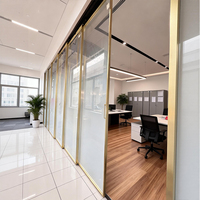 Porte coulissante de séparation HDSAFE, appartement, bureau commercial, porte coulissante télescopique, profil de cadre en aluminium, porte en verre, usine