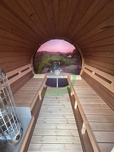 Finestra panoramica tinto tradizionale vapore 9KW stufa elettrica o stufa a legna barile Sauna - Product Image 3