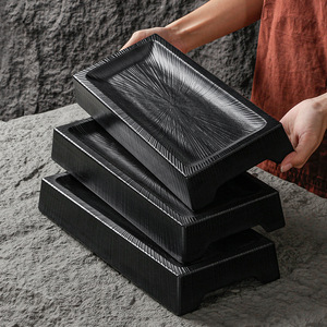 Melamine Rectangular <b>Plate</b> Set <b>Black</b> Commercial Restaurant Use Party Dishes - Product Image 1